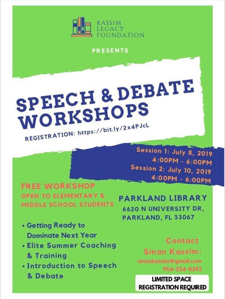 Free Speech and Debate Classes in July at Parkland Library TAPinto