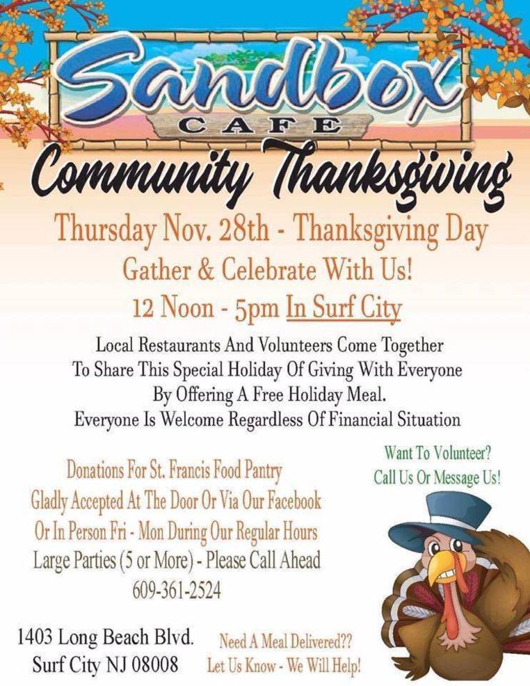 Sandbox Cafe Hosting Free Thanksgiving Day Dinner For Community