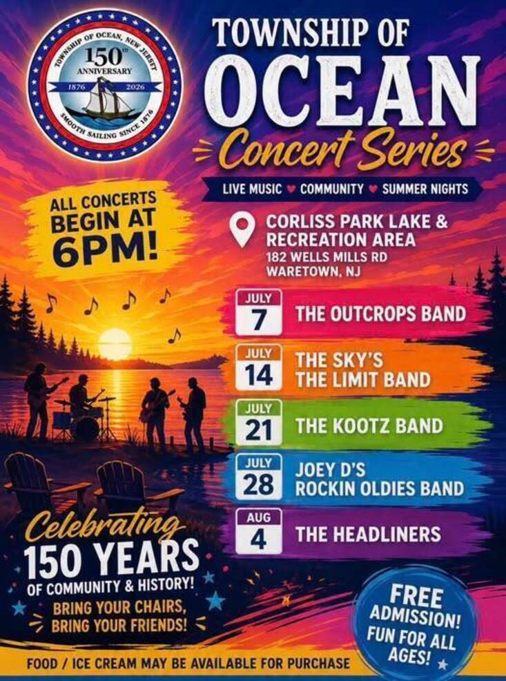 Township of Ocean 2026 Summer Concert Series Celebrating 150th