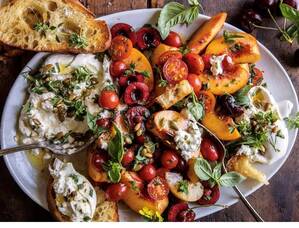 Carousel image a30bbbba868fffbb2a13 9 4 24 tomato peach and burrata salad