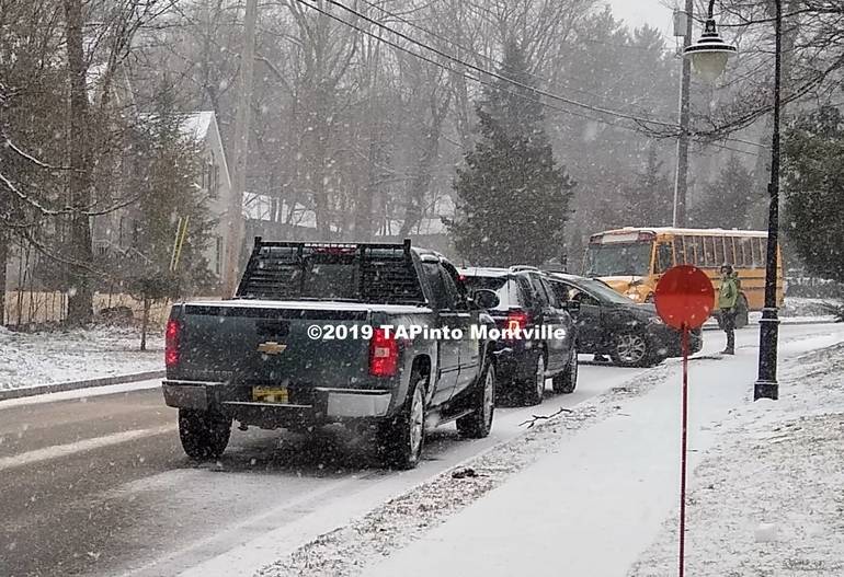 Bus-Car Accident Occurs Due to Snowy, Slick Conditions in Montville Bus-Car Accident Occurs Due to Snowy, Slick Conditions in Montville
