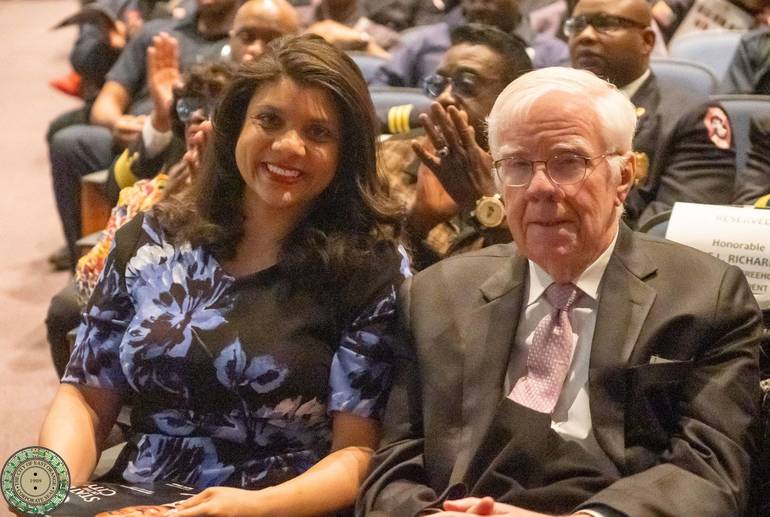 (From left to right) Assemblymembers Britnee Timberlake and Thomas P. Giblin