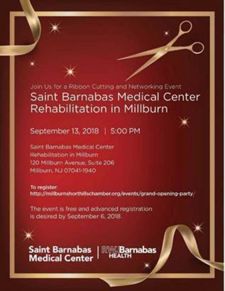 Saint Barnabas Medical Center Rehabilitation Ribbon Cutting on Sept. 13
