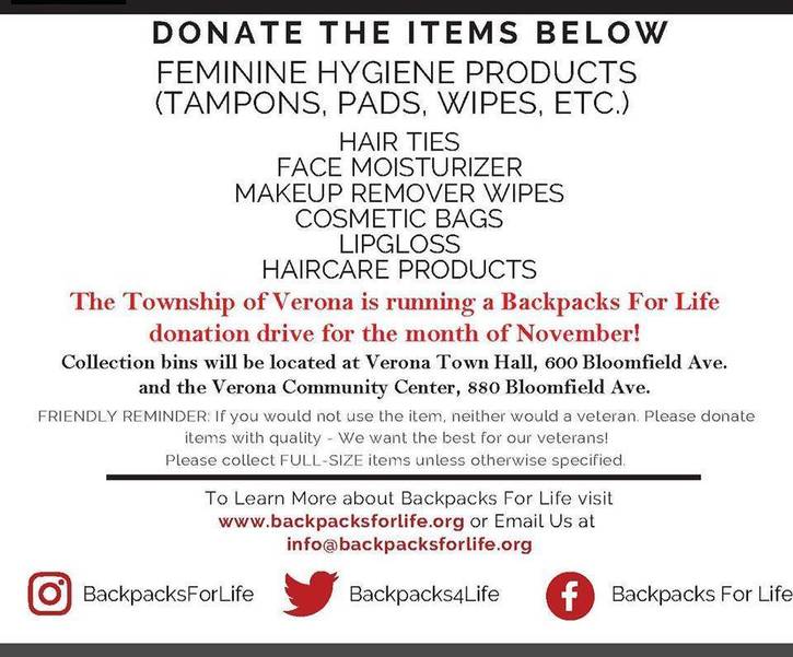 Verona Hosts Backpacks For Life Donation Drive For Veterans Tapinto