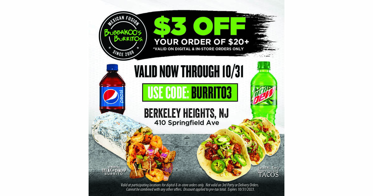 Bubbakoo's Burritos Offers 3 Off Use Code 'Burrito3' Berkeley