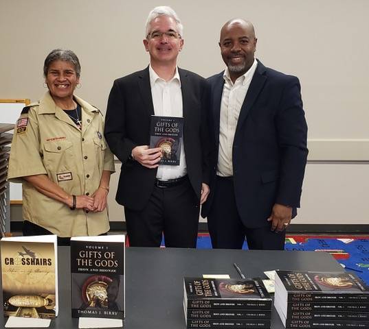Local Author Thomas Berry at his book signing with Diane Pender and Councilman Derryck White