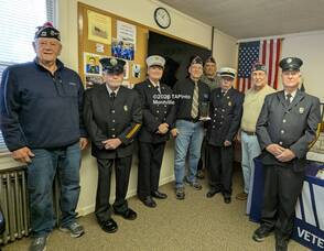 Carousel image 990ddcf6ba2191934f6c bob cook with vfw members and montville fire officials