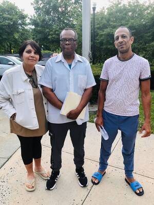 Carousel image ebac19ff56a26374d668 brenda tollinchi  terrence gallimore  and abelouahad benouara in front of the mount kisco justice court on thursday  aug. 29