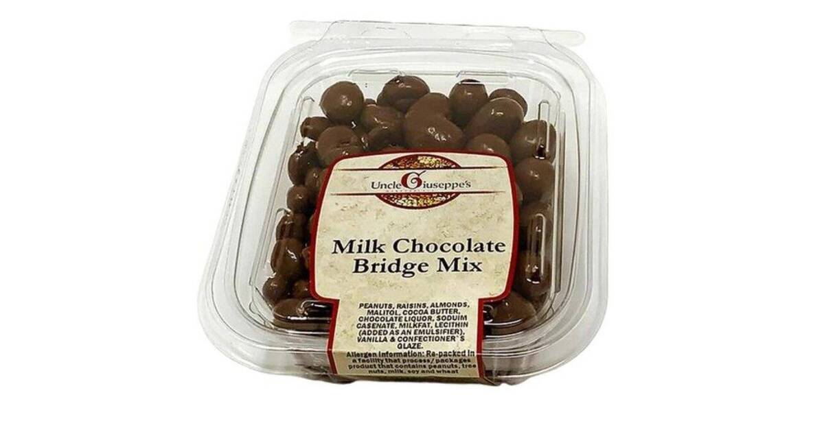 RECALL ALERT- Uncle Giuseppe’s Milk Chocolate Bridge Mix Recalled Over ...