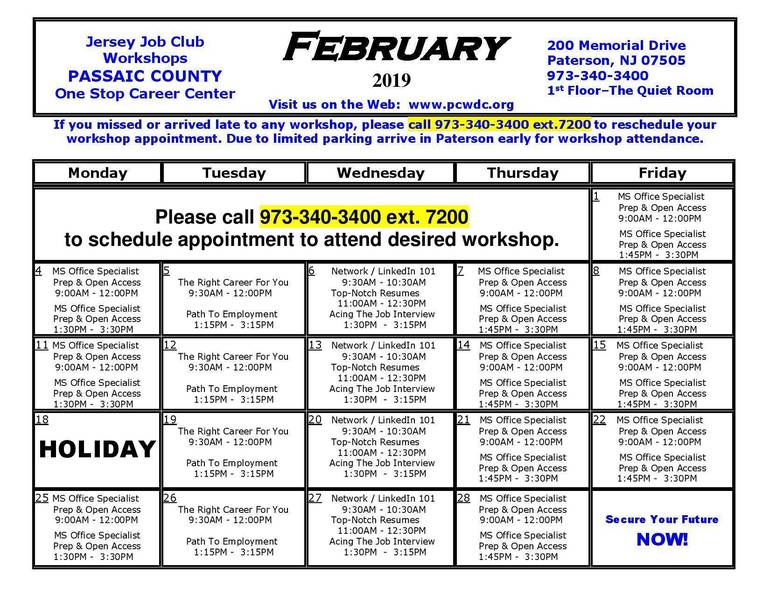 Passaic County OneStop Releases February Free Calendar TAPinto