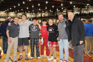 Carousel image 878b495ca8390ab81305 coach disanto  tj mauro  cal ehrmann  loghan dwyer  ryan ball  asst. coach andrew gross  and athletic director marc hattem 