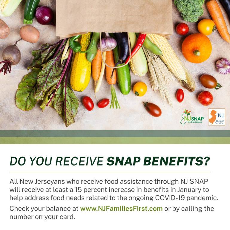 NJ SNAP Recipients to Receive at Least a 15 Percent Increase in Food