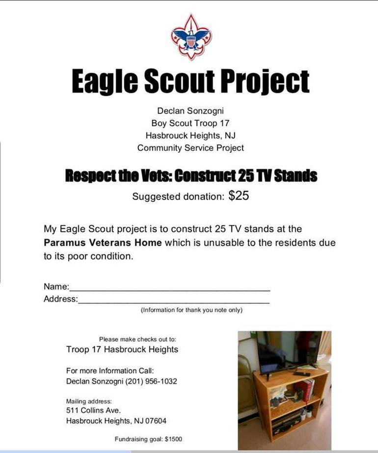 Help a Hasbrouck Heights Boy Scout's Eagle Project in Support of Area