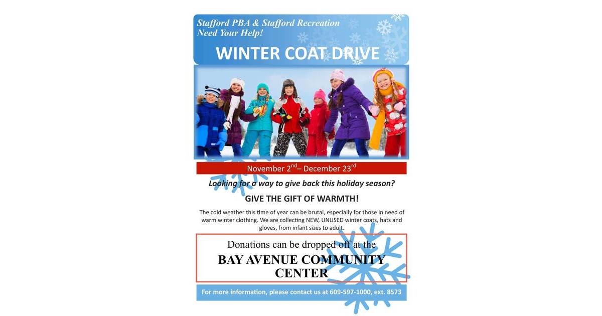 Stafford PBA and Stafford Recreation Conducting Winter Coat Drive