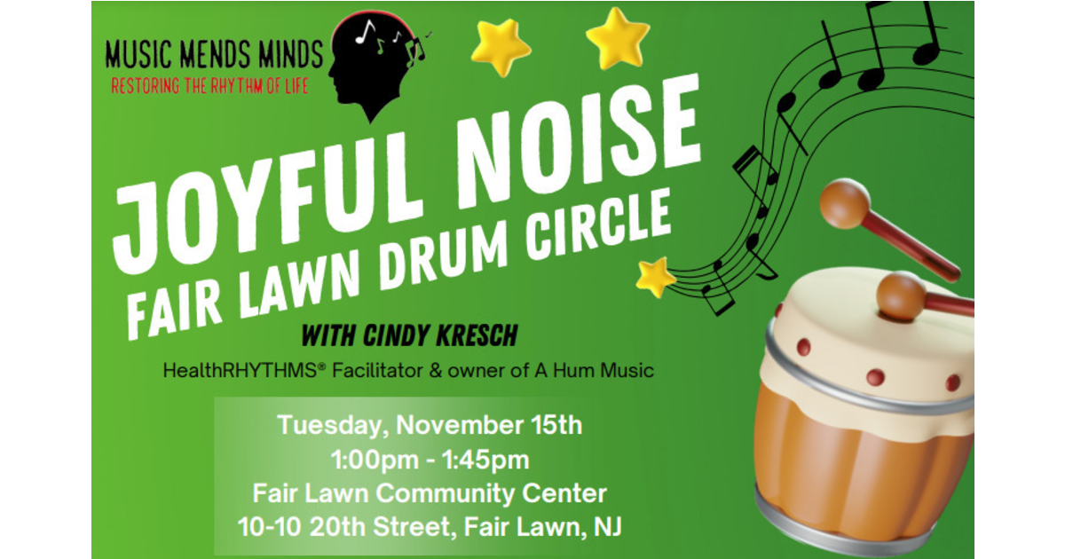 'Joyful Noise' Drum Therapy Coming to Fair Lawn Community Center Fair