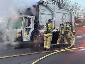 Carousel image 218b38 garbage truck fire easton and almshouse roads doylestown