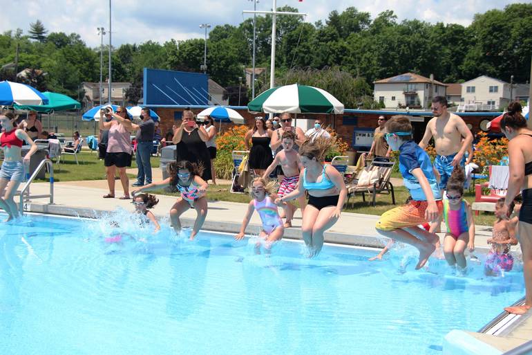 First Jump And Flag Raising Mark A Return For The Hasbrouck Heights Swim Club Tapinto