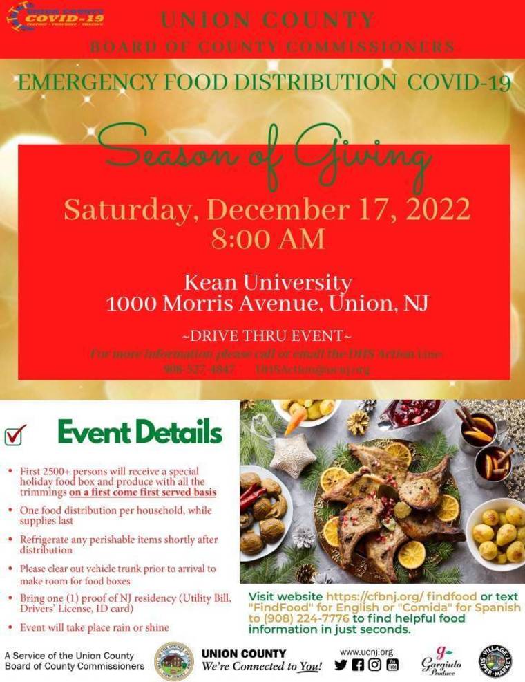 Union County to Hold Emergency Holiday Food Distribution on 