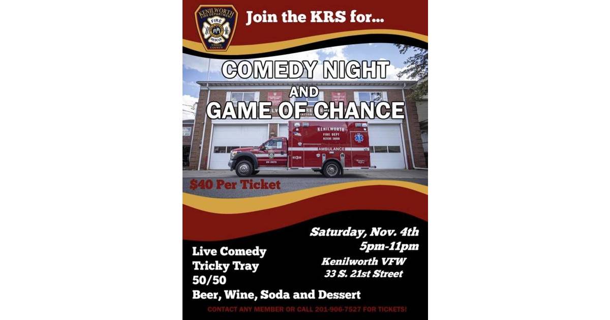 Kenilworth Fire Department & Rescue Squad to Hold Comedy Fundraiser