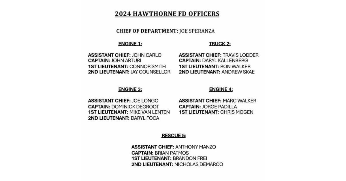 Hawthorne Fire Department New Officers Hawthorne , NJ News