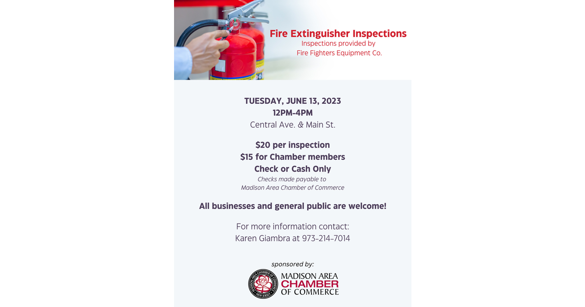 Fire Extinguisher Inspections to Take Place in Madison on June 13