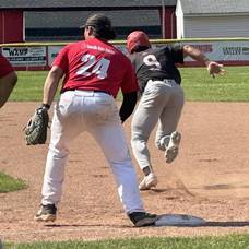 Carousel image 58ec67be04f13d2c23f0 game 2 left fielder jason story takes off for second.
