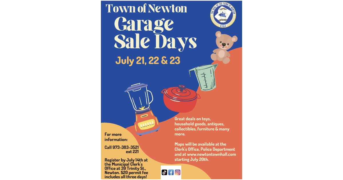 Get Ready, the Town of Newton Garage Sale Starts Friday Newton, NJ