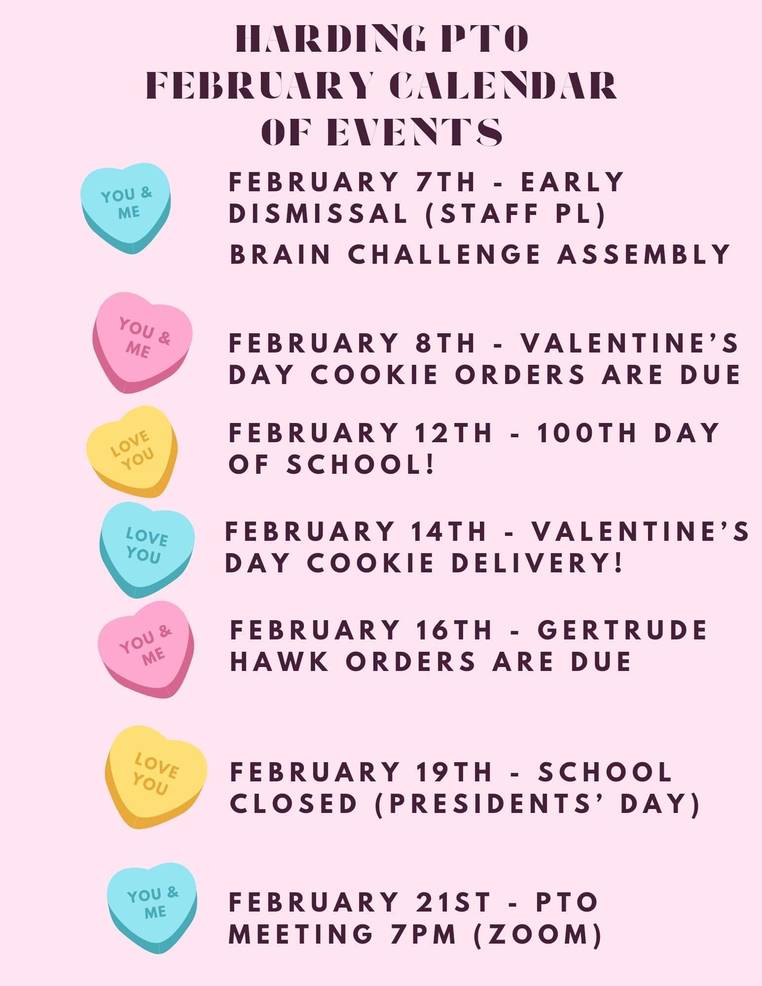 Kenilworth's Harding PTO February Calendar of Events | Kenilworth, NJ News  TAPinto