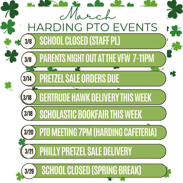 Kenilworth's Harding PTO March Calendar of Events | Kenilworth, NJ News  TAPinto