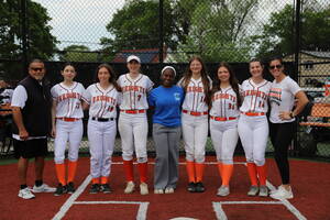 Carousel image ffcf71b386f6dede8ce9 hasbrouck heights softball team with coaches on senior day