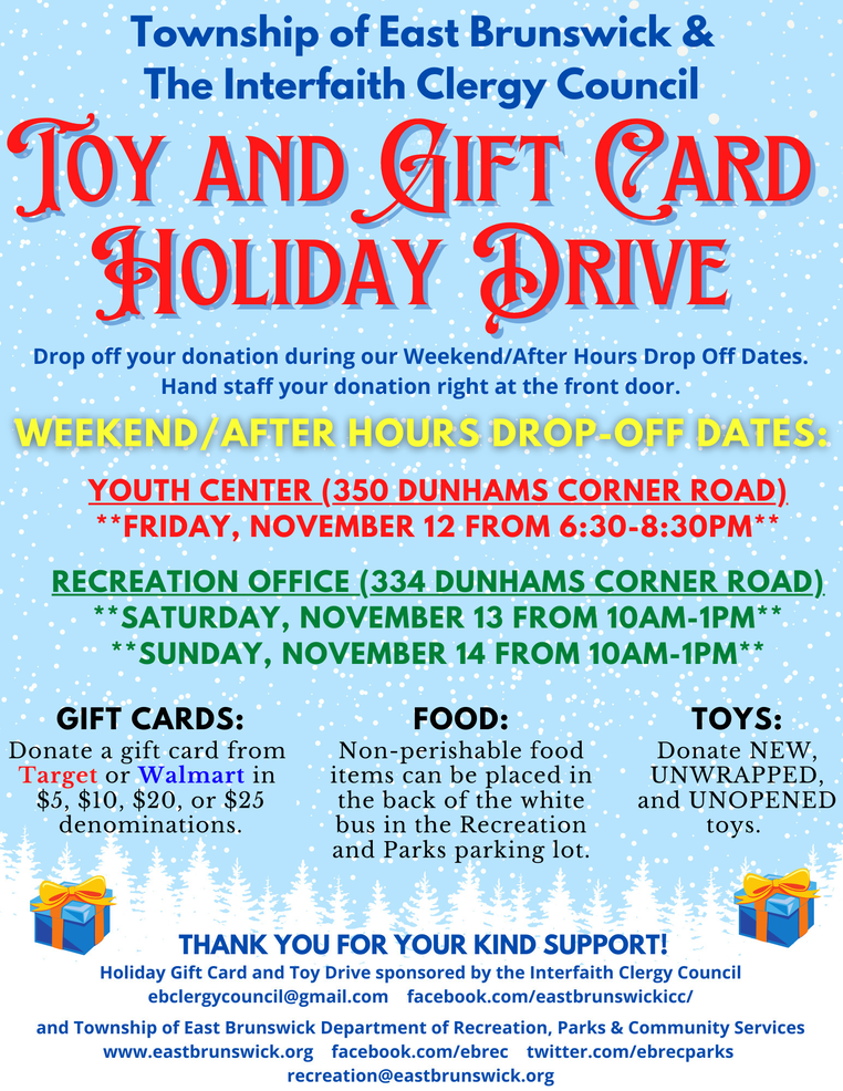 East Brunswick Holiday Gift Card and Toy Drive | East ...