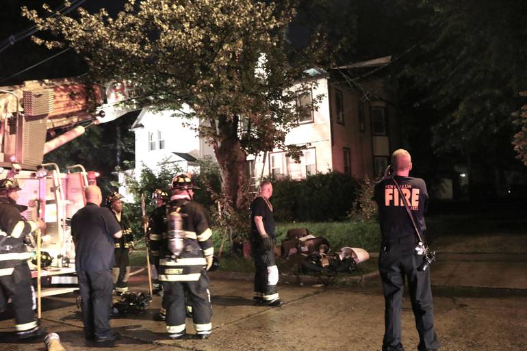 After Assisting at Linden Fire, Roselle Firefighters Roll Up On House