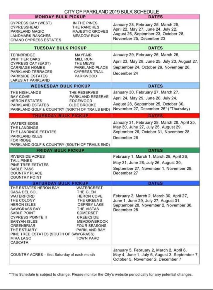 This Week is Bulk Trash Pick Up in Parkland | TAPinto This Week is Bulk Trash Pick Up in Parkland | TAPinto
