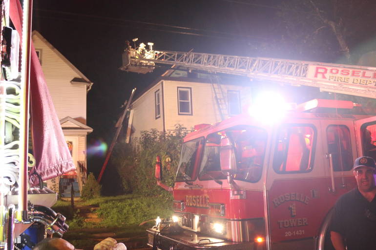 After Assisting at Linden Fire, Roselle Firefighters Roll Up On House