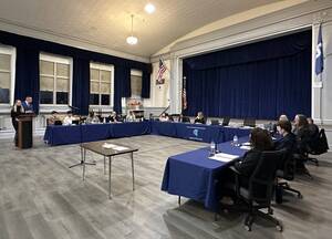 Carousel image 6adeda uperintendent att eck and usiness dministrator arbara ecker present the preliminary budget at the parta oard of ducation arch meeting