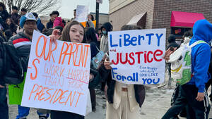 North Plainfield Students Walk Out, Rally in Downtown Plainfield to Protest ICE