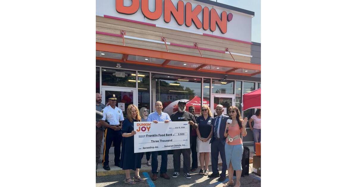 Dunkin' Grand Reopening Brings $3,000 Gift to Franklin Food Bank, Highlights Nee...
