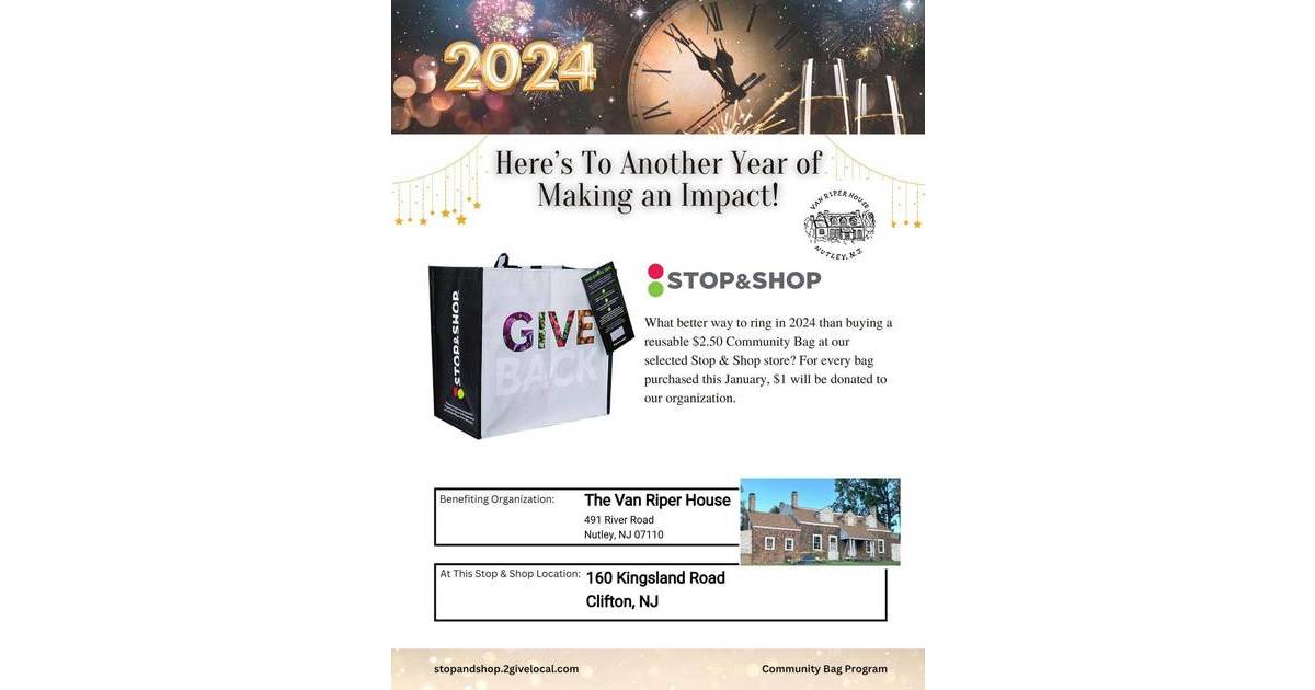 Support Nutley's Van Riper House by Shopping at Stop and Shop on