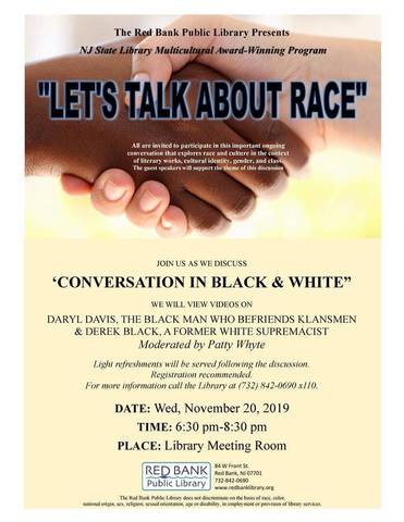 Let’s Talk About Race Series at Red Bank Library | Red Bank, NJ News ...
