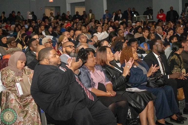 NJ State Lt. Governor Sheila Y. Oliver and East Orange Council Chair Chris James on the Front Row