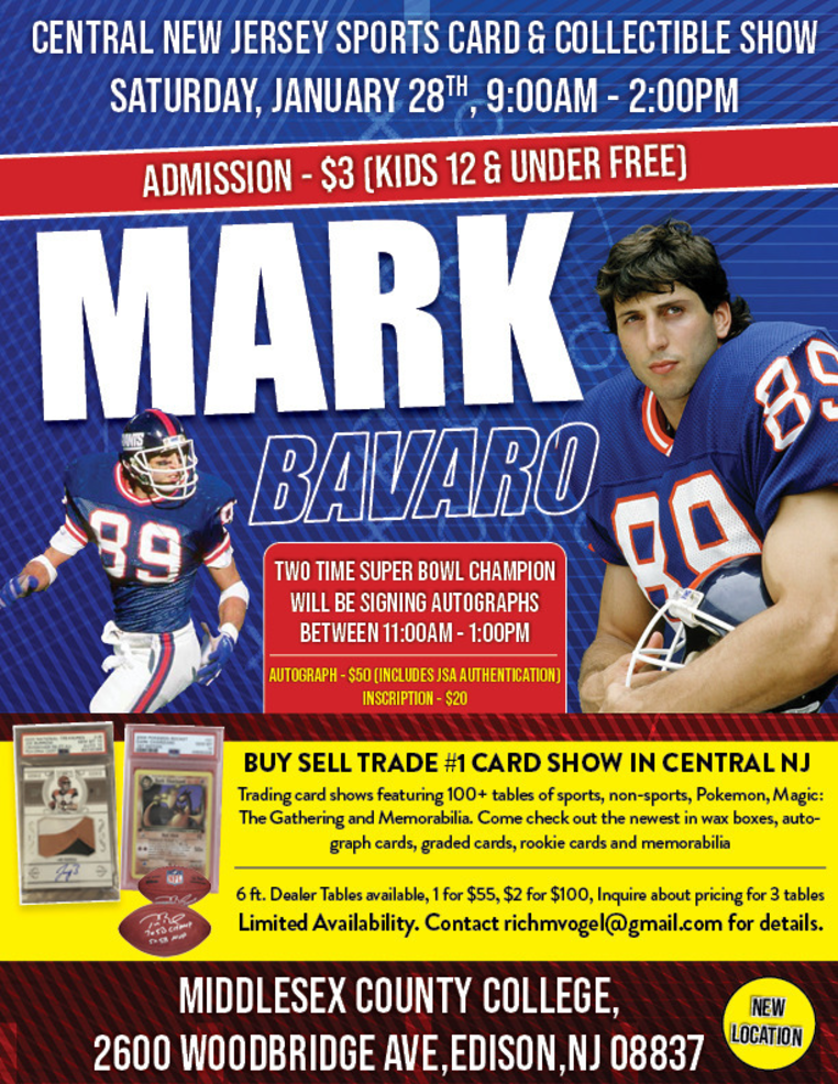 Two-Time Giant Superbowl Champ to Sign Autographs at Central New Jersey Sports Card and Collectible Show | Milltown/Spotswood, NJ News TAPinto | TAPinto Two-Time Giant Superbowl Champ to Sign Autographs at Central New Jersey Sports Card and Collectible Show | Milltown/Spotswood, NJ News TAPinto | TAPinto