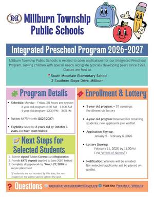 Carousel image dd565d5e036854e69556 millburn integrated preschool flyer