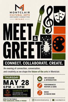 Carousel image 2036767fa4e49878e6ad montclair arts advisory committee meet and greet poster may 2026