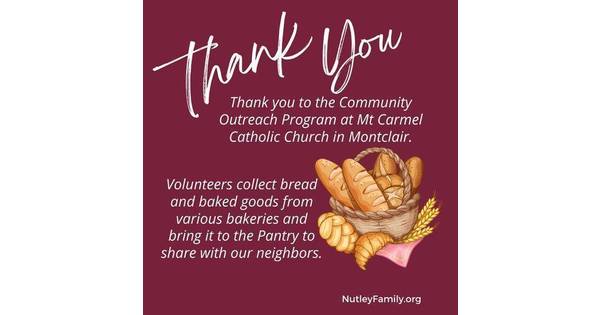 Thank You Mt. Carmel Church Montclair for Bread Donation | Nutley, NJ ...