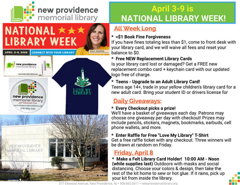 New Providence Memorial Library Announces April Calendar of Activities |  New Providence, NJ News TAPinto