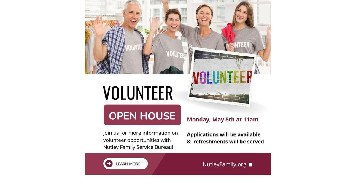 Nutley Family Service Bureau Hosts Volunteer Open House Monday May 8
