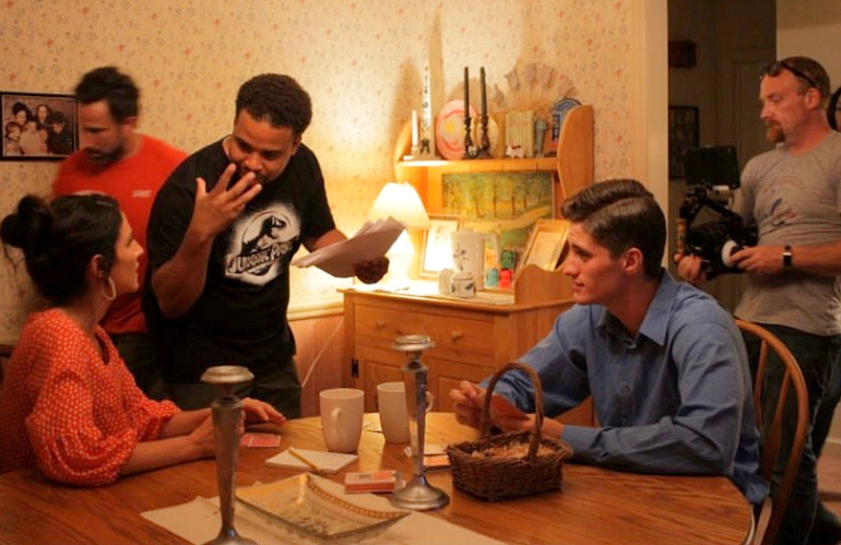 Nick McCormack on the set of Ageless Love.