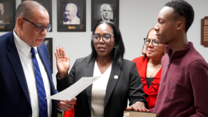 Carousel image 8b82437467e50cc3a9a1 nj lt. governor dale caldwell swears in gina berry at fanwood reorg mtg jan 5  2026. dsc00537
