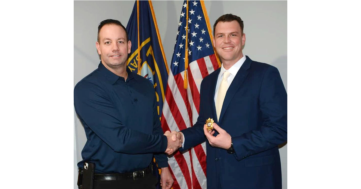 Sayreville Police Chief Presents Detective Badge to Patrol Officer