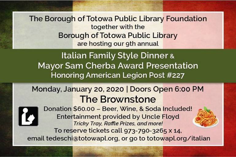 Totowa Public Library Plans Annual Italian Family Style Dinner TAPinto